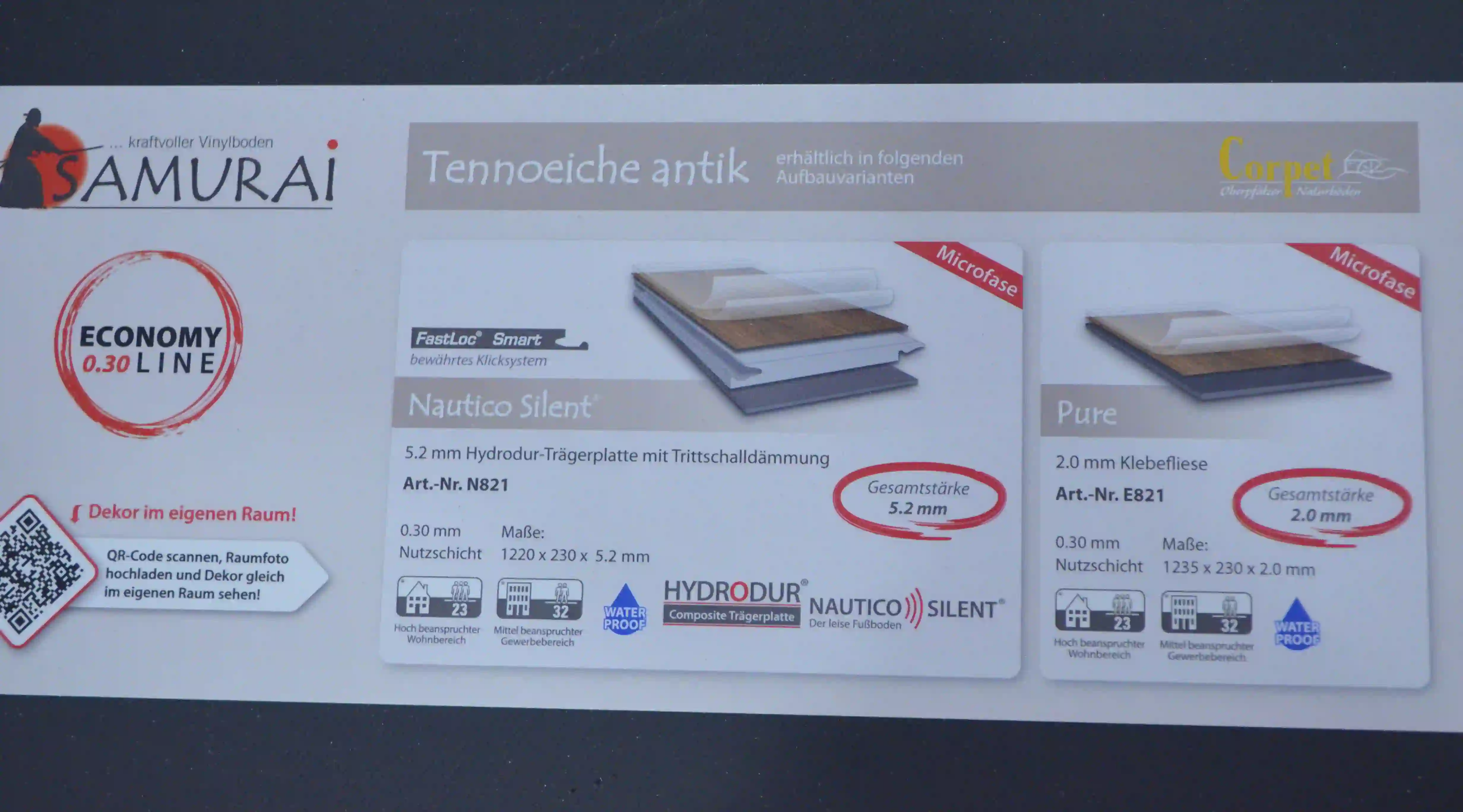 Tennoeiche Antik Technische Produktdaten