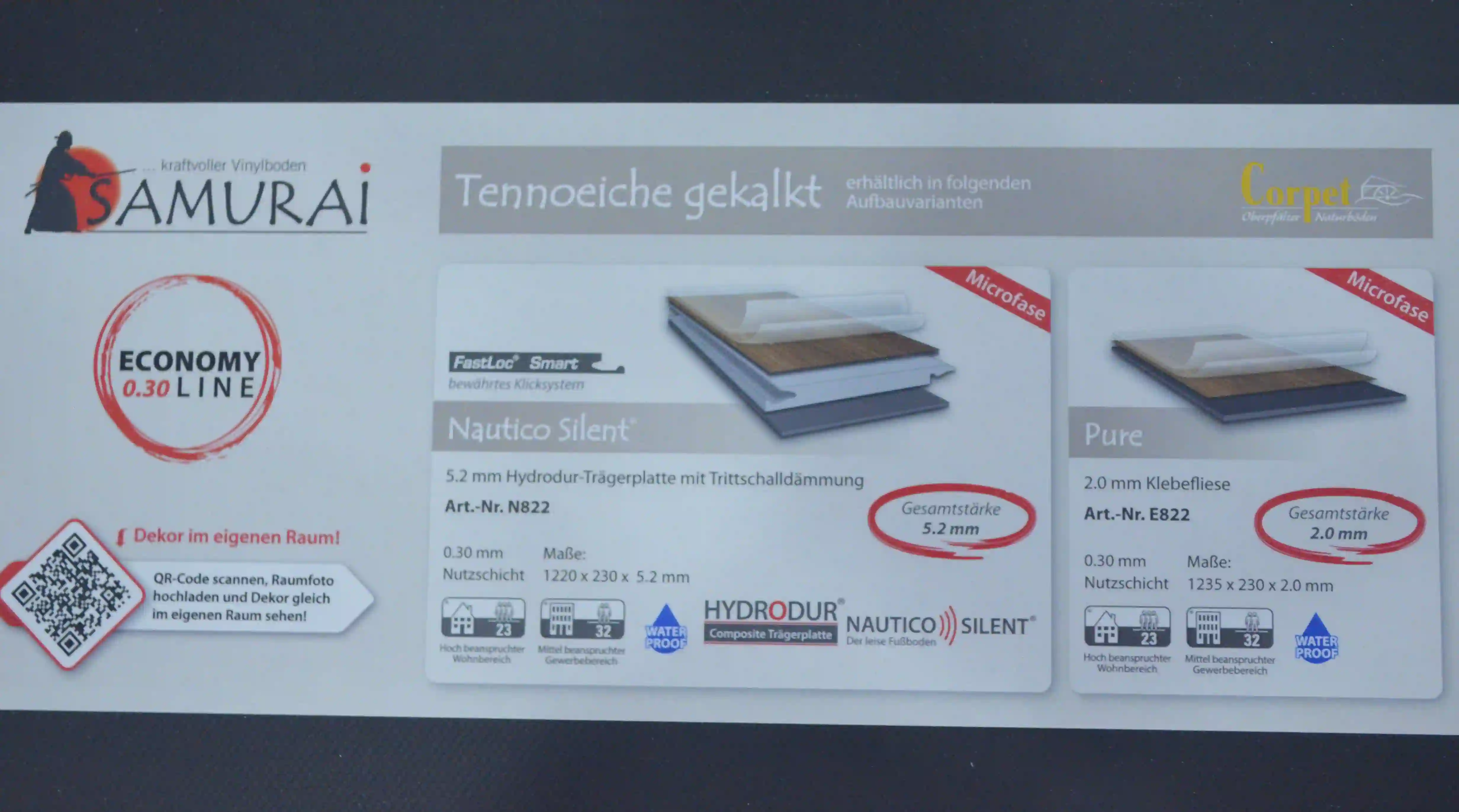 Tennoeiche Gekalkt Technische Produktdaten